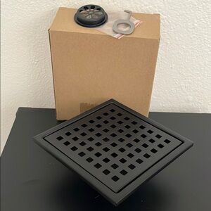 Square 6 inch Black Shower Drain Cover